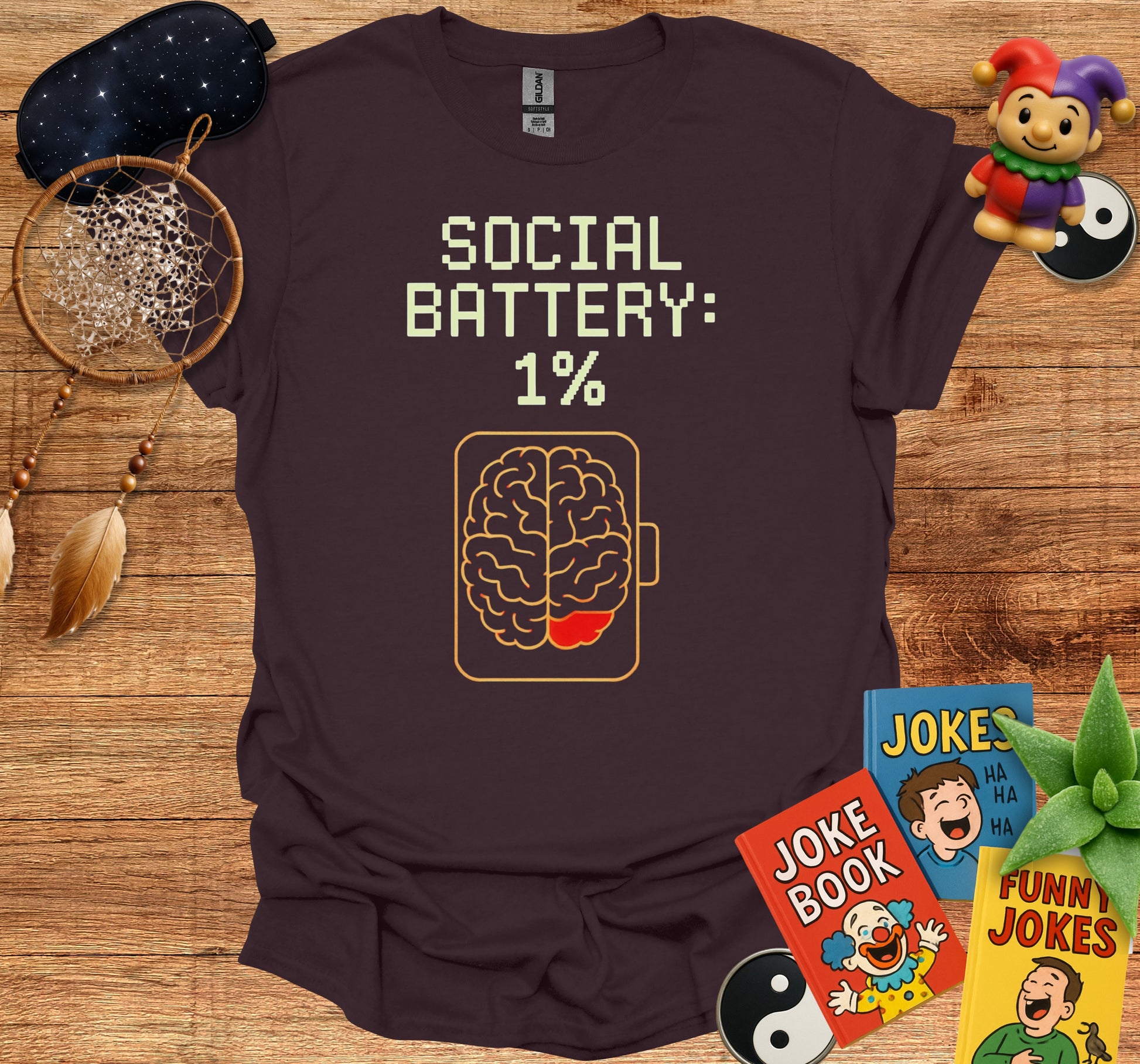 Social Battery 1% Funny Graphic T-Shirt product