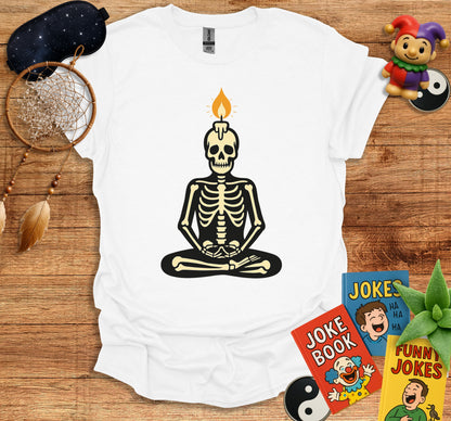 Meditating Skeleton with Flaming Head T-Shirt product type