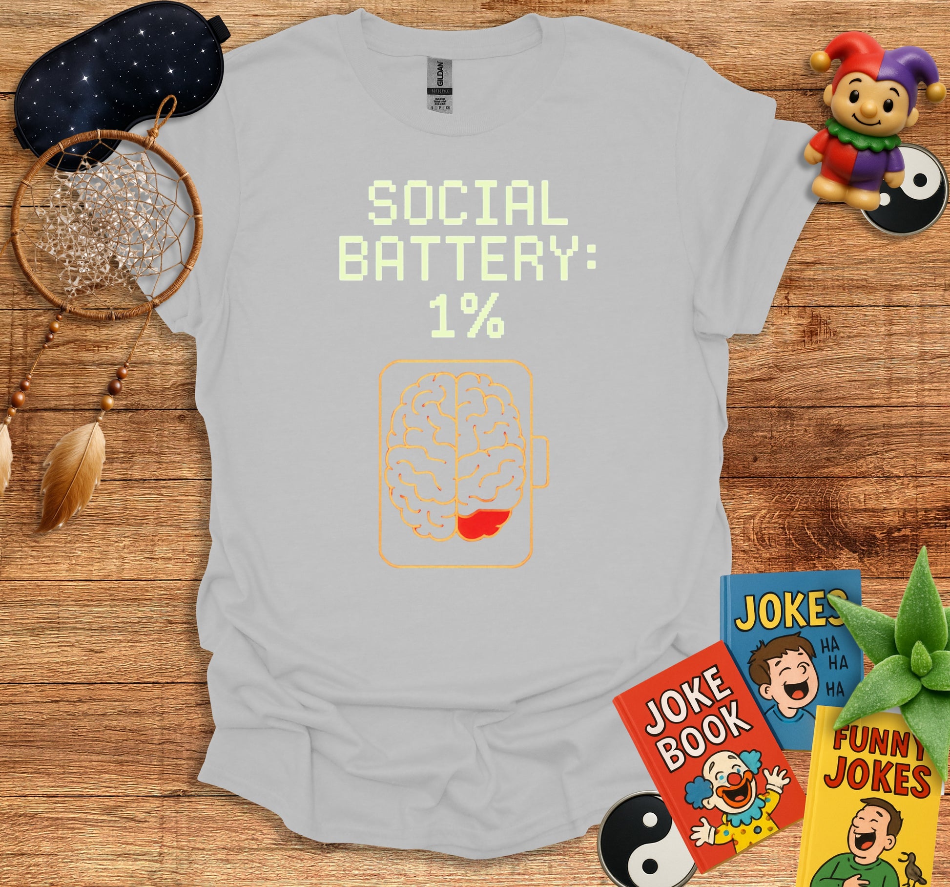 Social Battery 1 Percent Funny Graphic T-Shirt product
