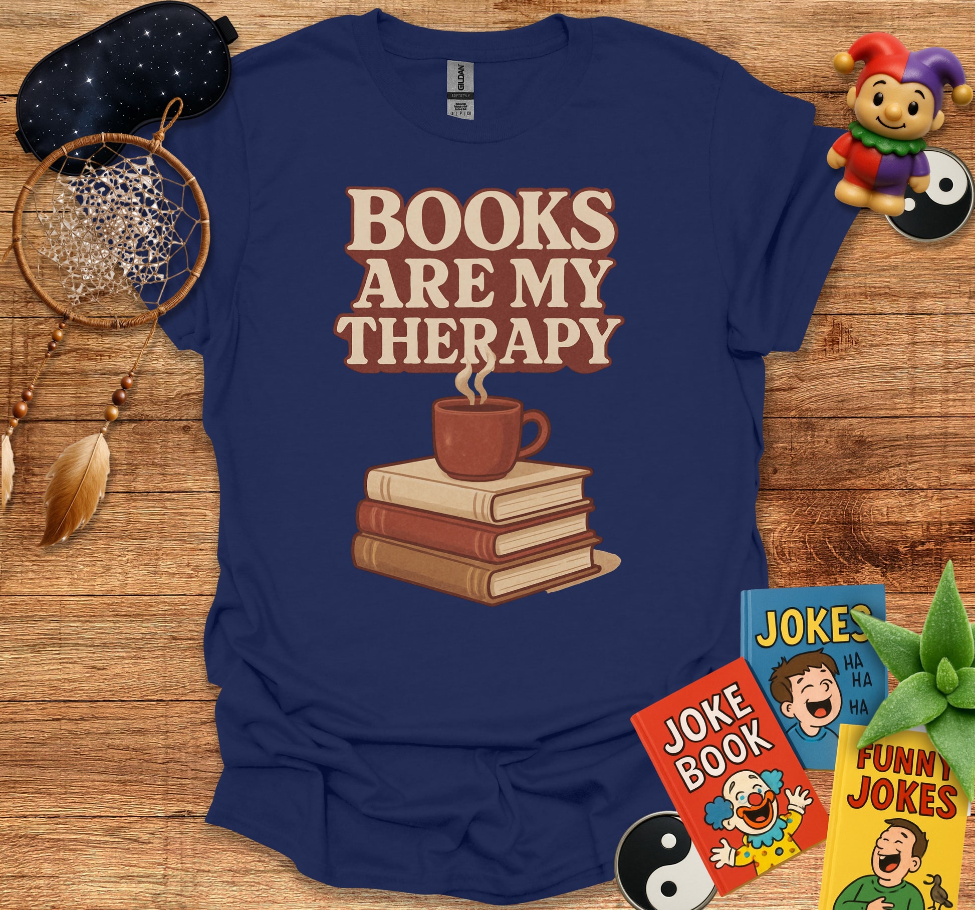 Books Are My Therapy Quote T-Shirt product
