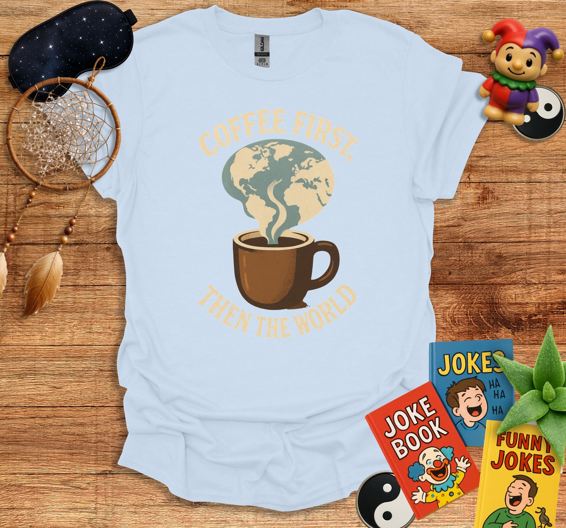 Coffee First Then the World Printed T-shirt product type
