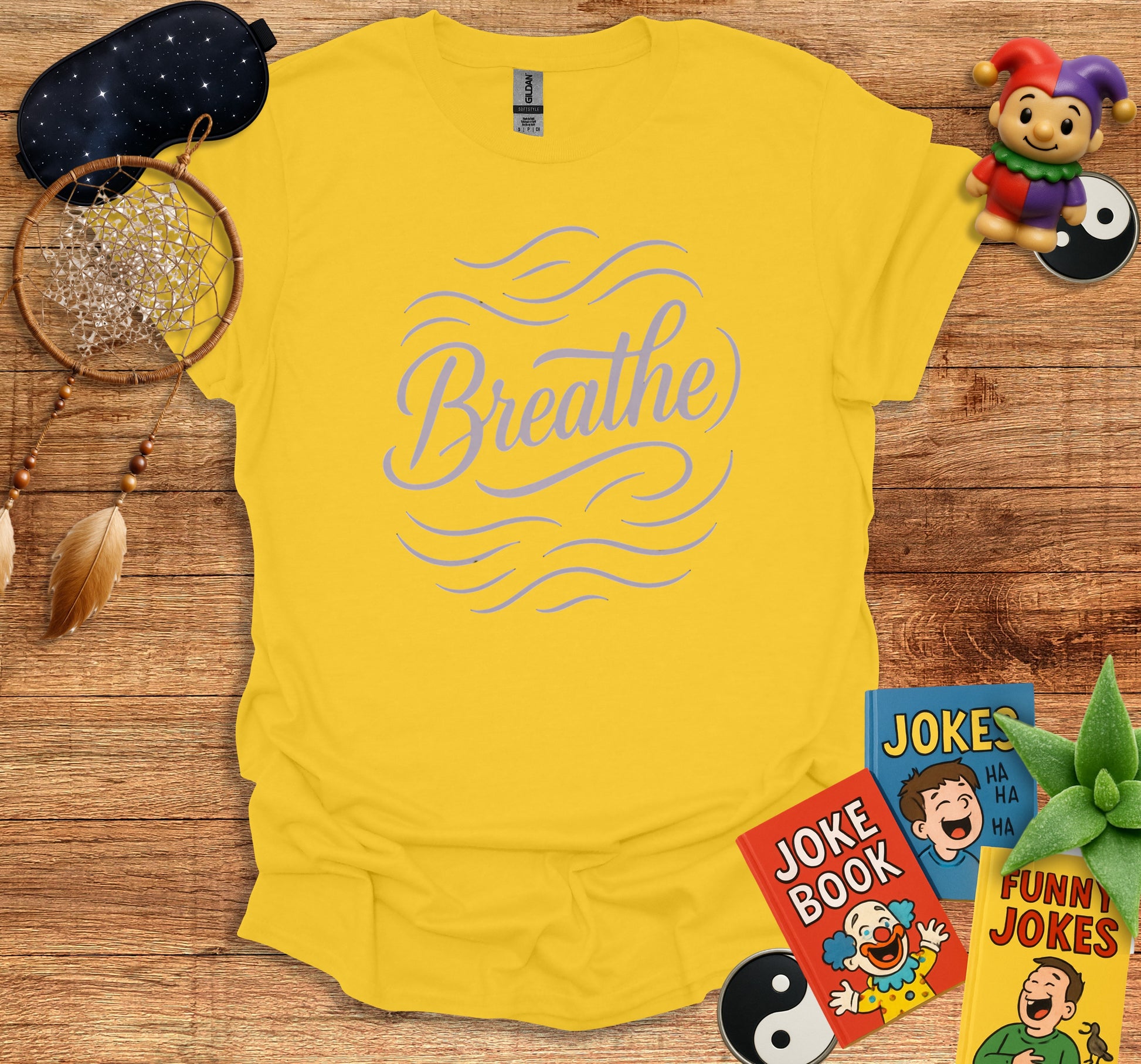 Breathe Design Yellow Humor Inspired Graphic T-shirt product
