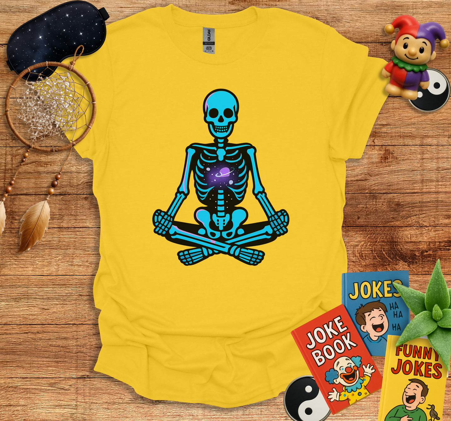 Meditating Skeleton Graphic Print T Shirt product