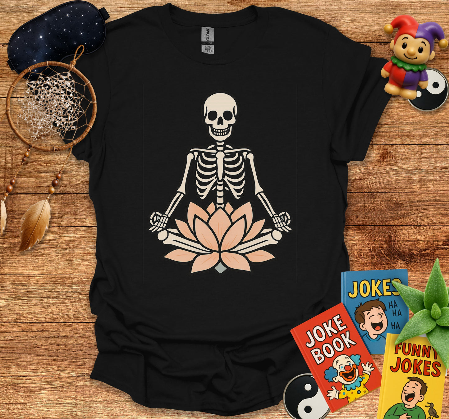 Skeleton Yoga Floral Meditation Graphic T-Shirt product