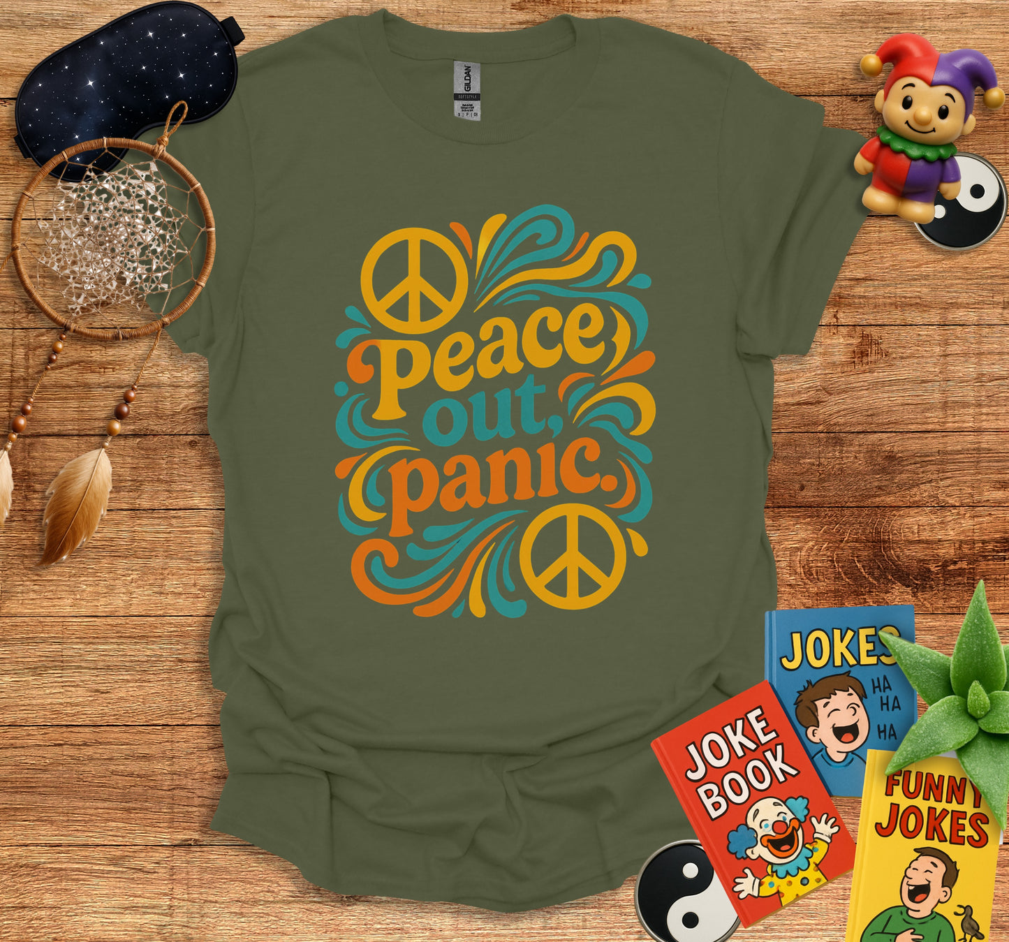 Peace Out Panic Graphic Tee Casual Fun T-Shirt product type