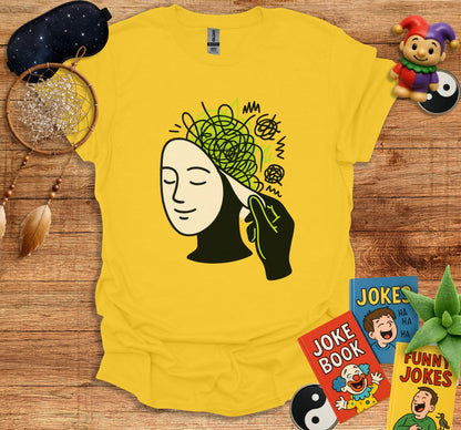 Humorous Thinking Face Yellow Graphic T-Shirt product