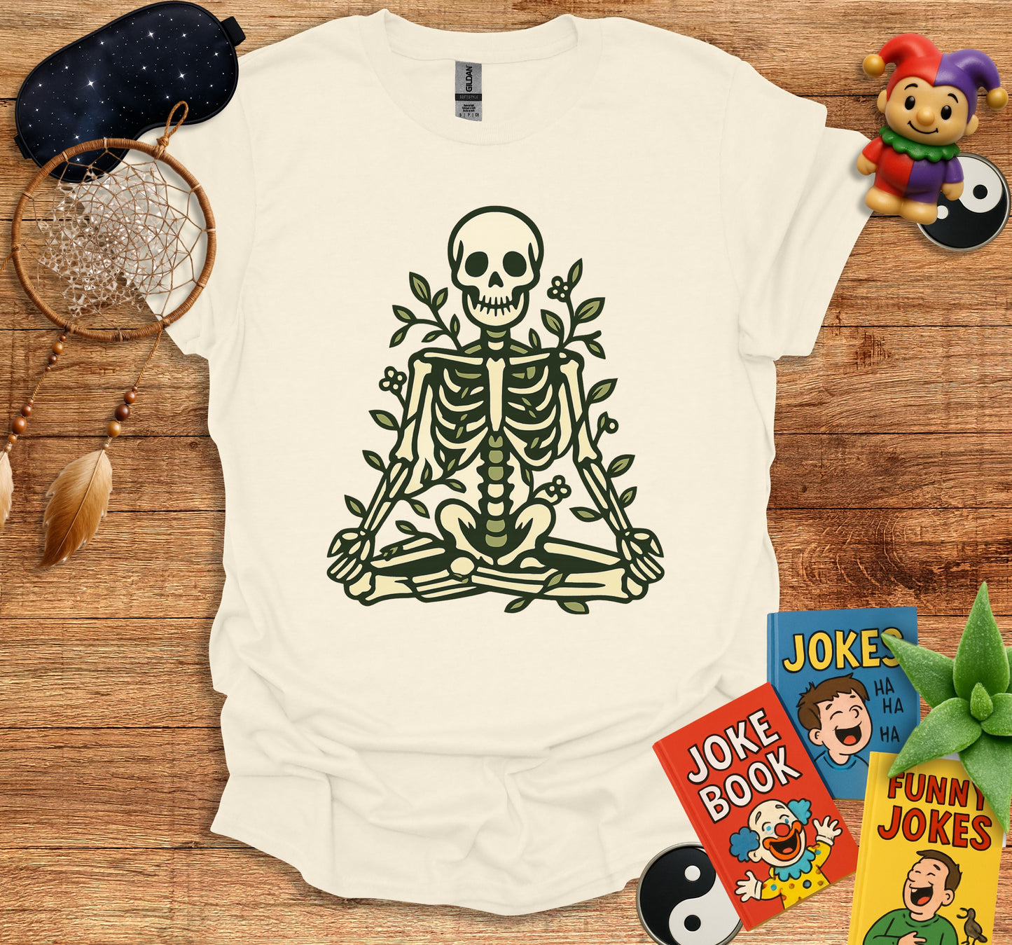 Meditating Skeleton Graphic Printed Shirt product type