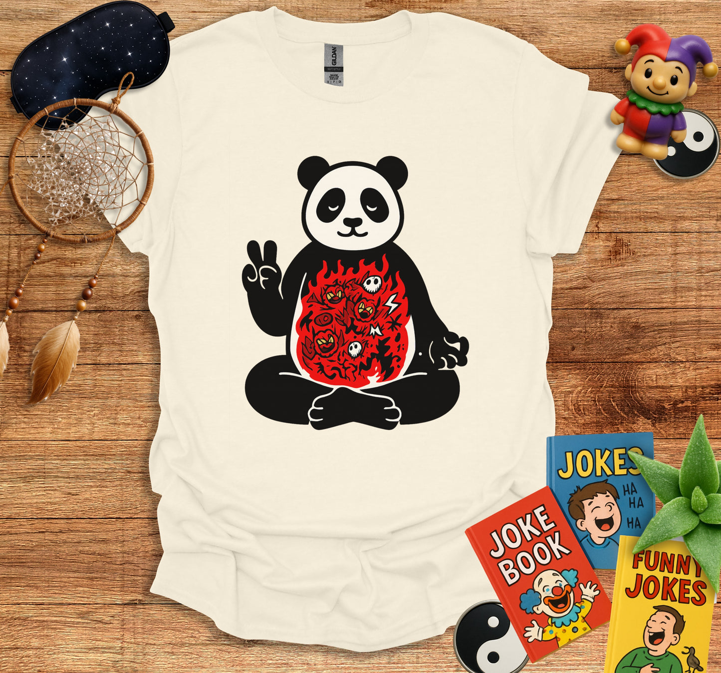 Peaceful Panda with Fiery Belly Graphic T-Shirt product