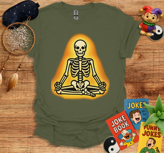 Meditating Skeleton Humor T-Shirt Product