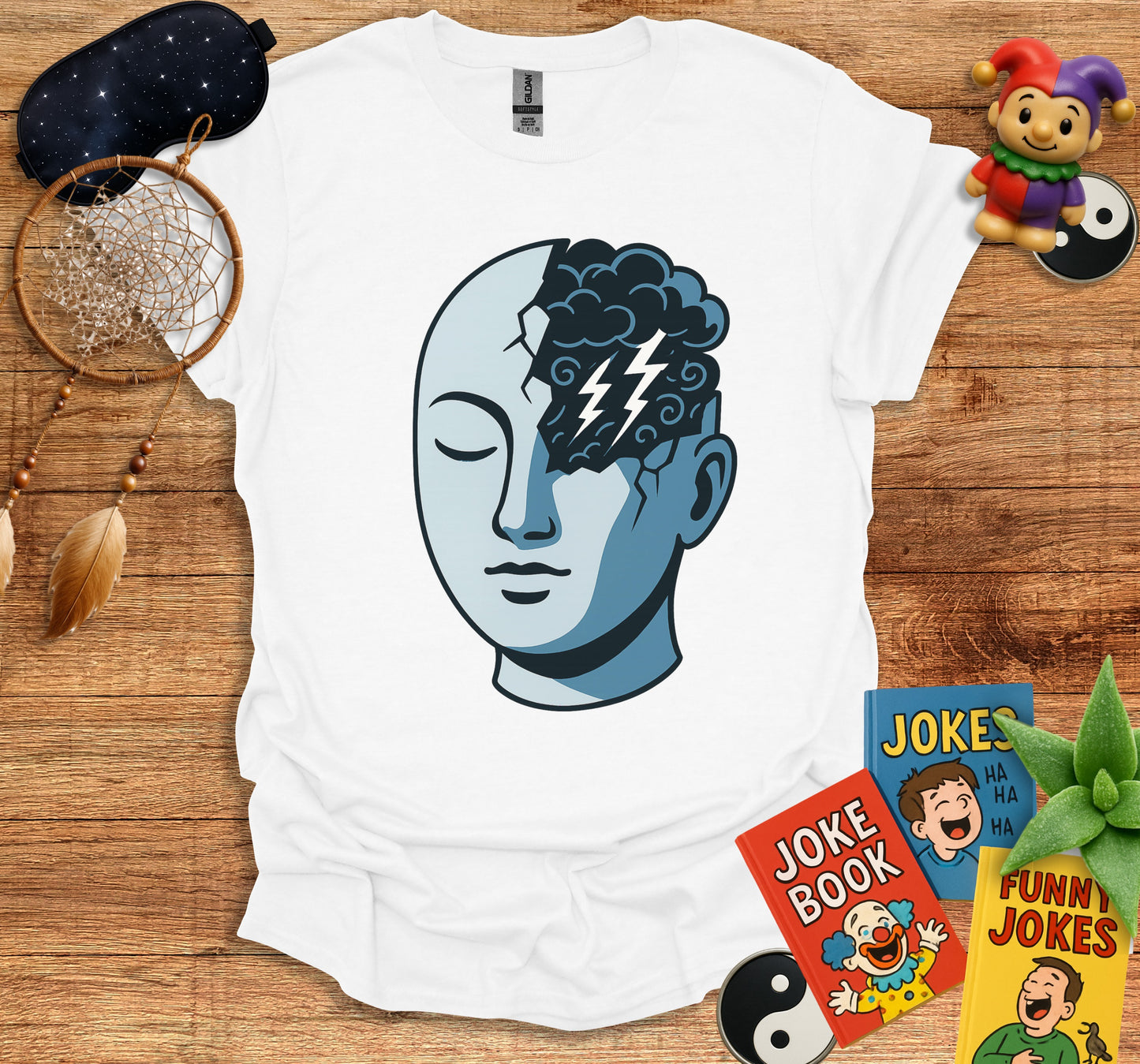 Unique Design Face with Lightning Graphic T-shirt product