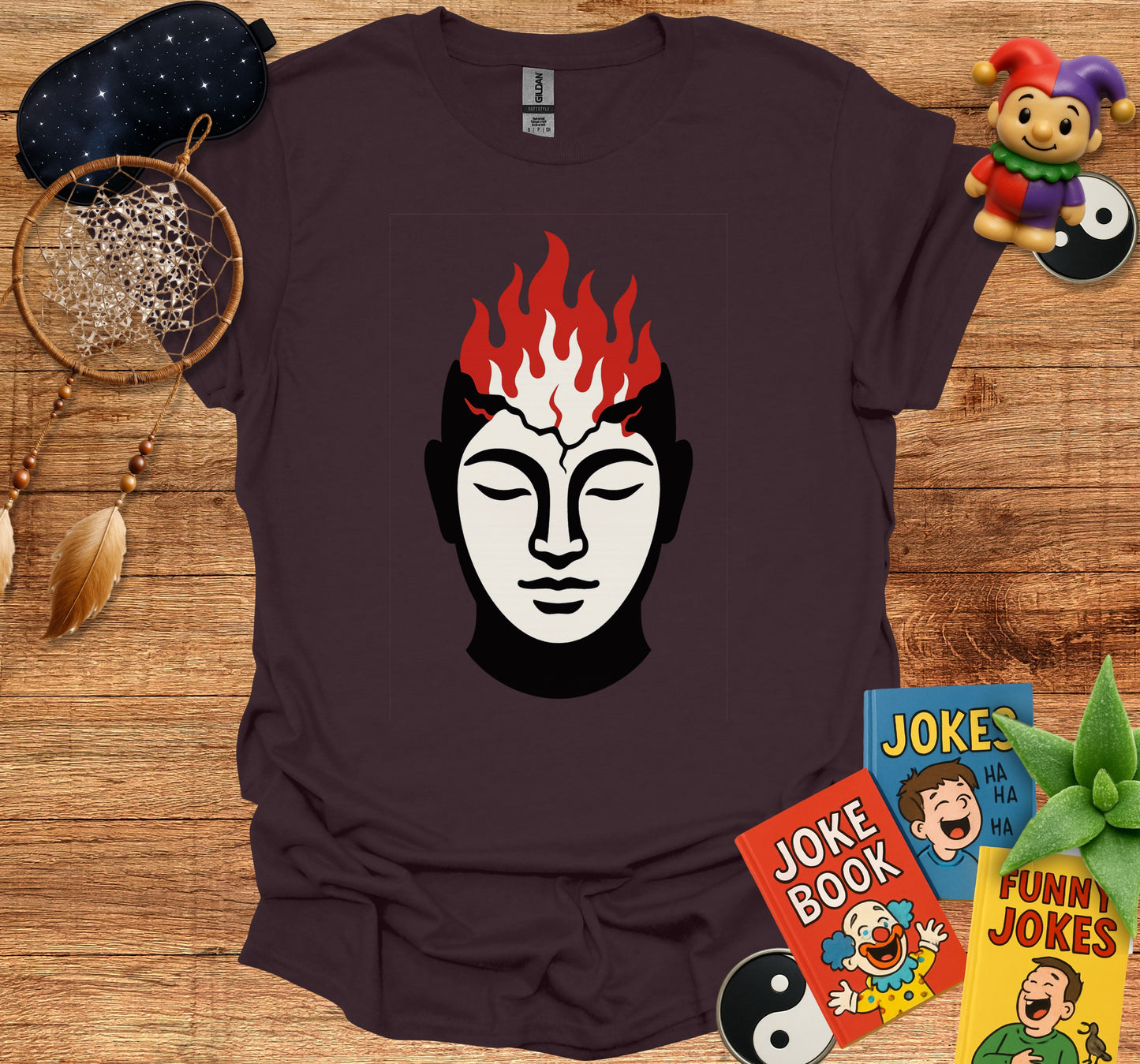 Mystical Flame Head Design Graphic T-Shirt product