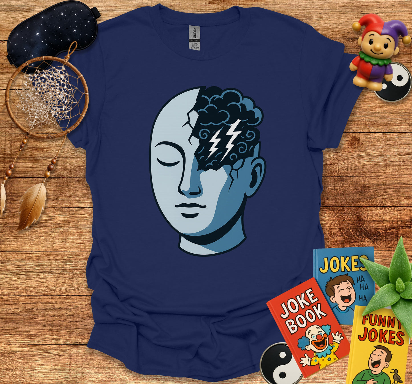 Abstract Face with Thunder Graphic TShirt product type