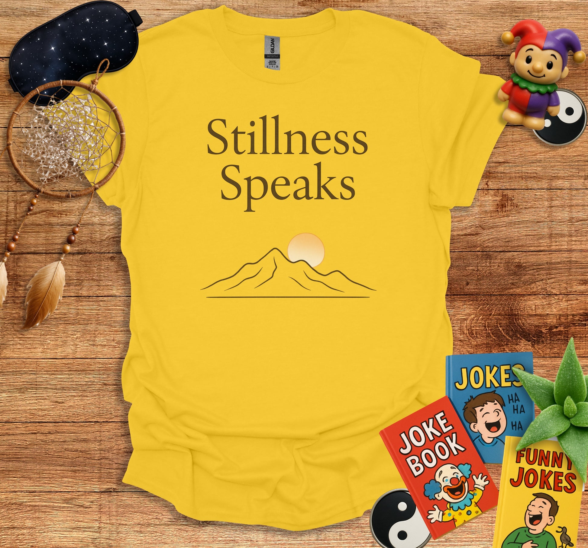 Stillness Speaks Printed Yellow T-shirt product type