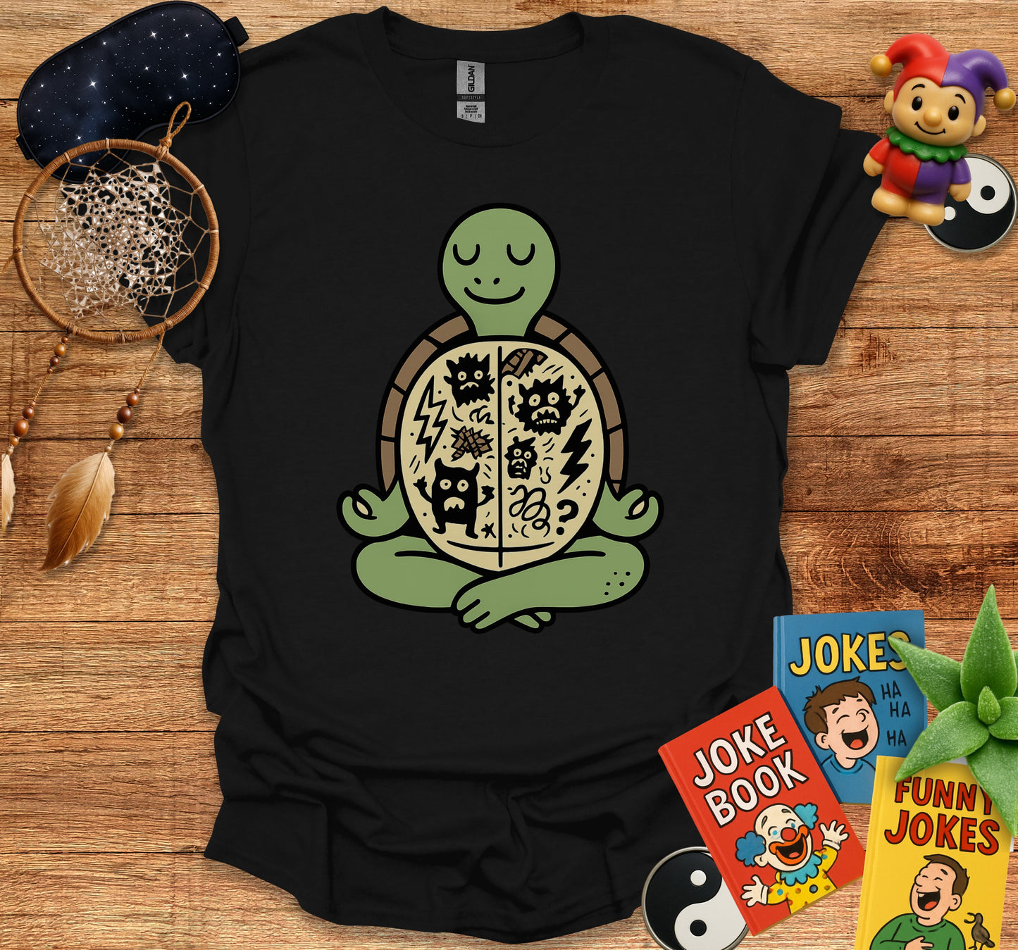 Meditating Turtle Design T-Shirt with Unique Art product type