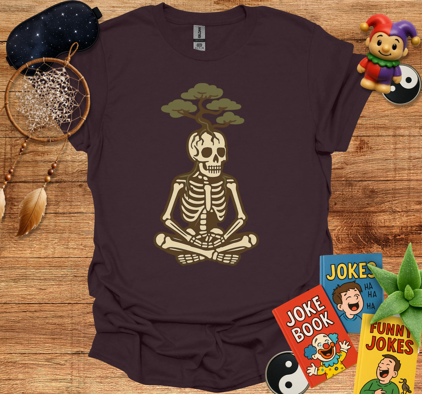 Meditating Skeleton with Tree Shirt product type