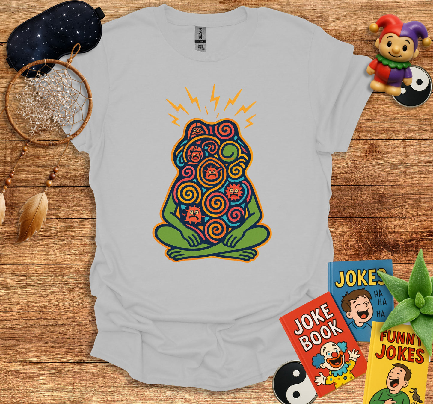 Colorful Meditation Frog with Jokes T-shirt product type