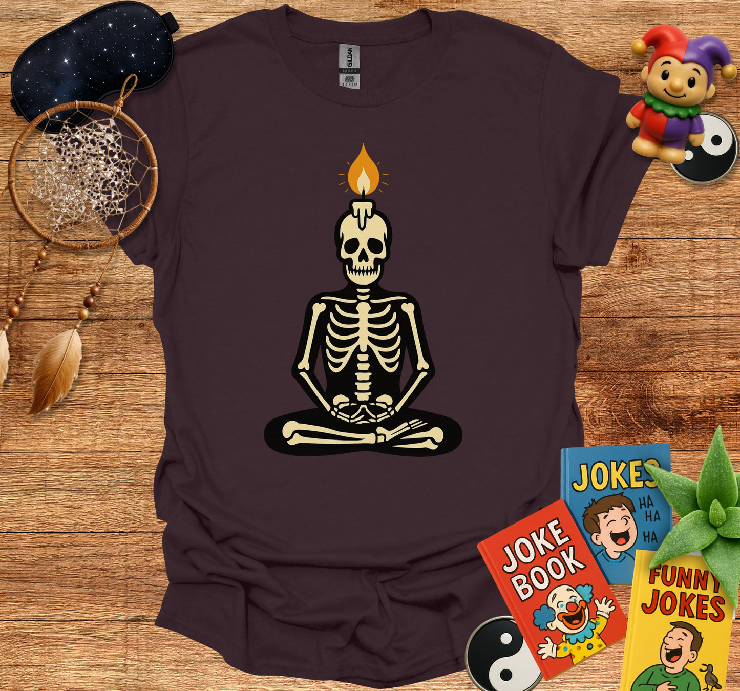 Meditating Skeleton Candle Head Design Shirt product type