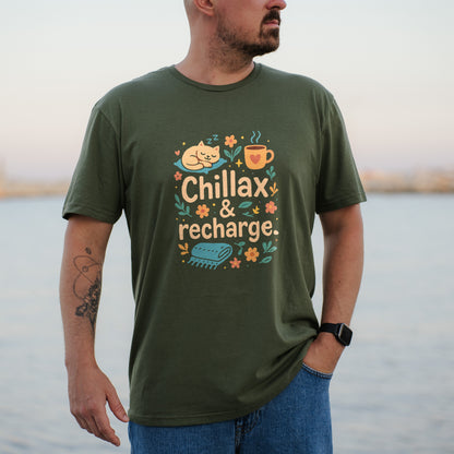 Chillax and recharge graphic tee product type