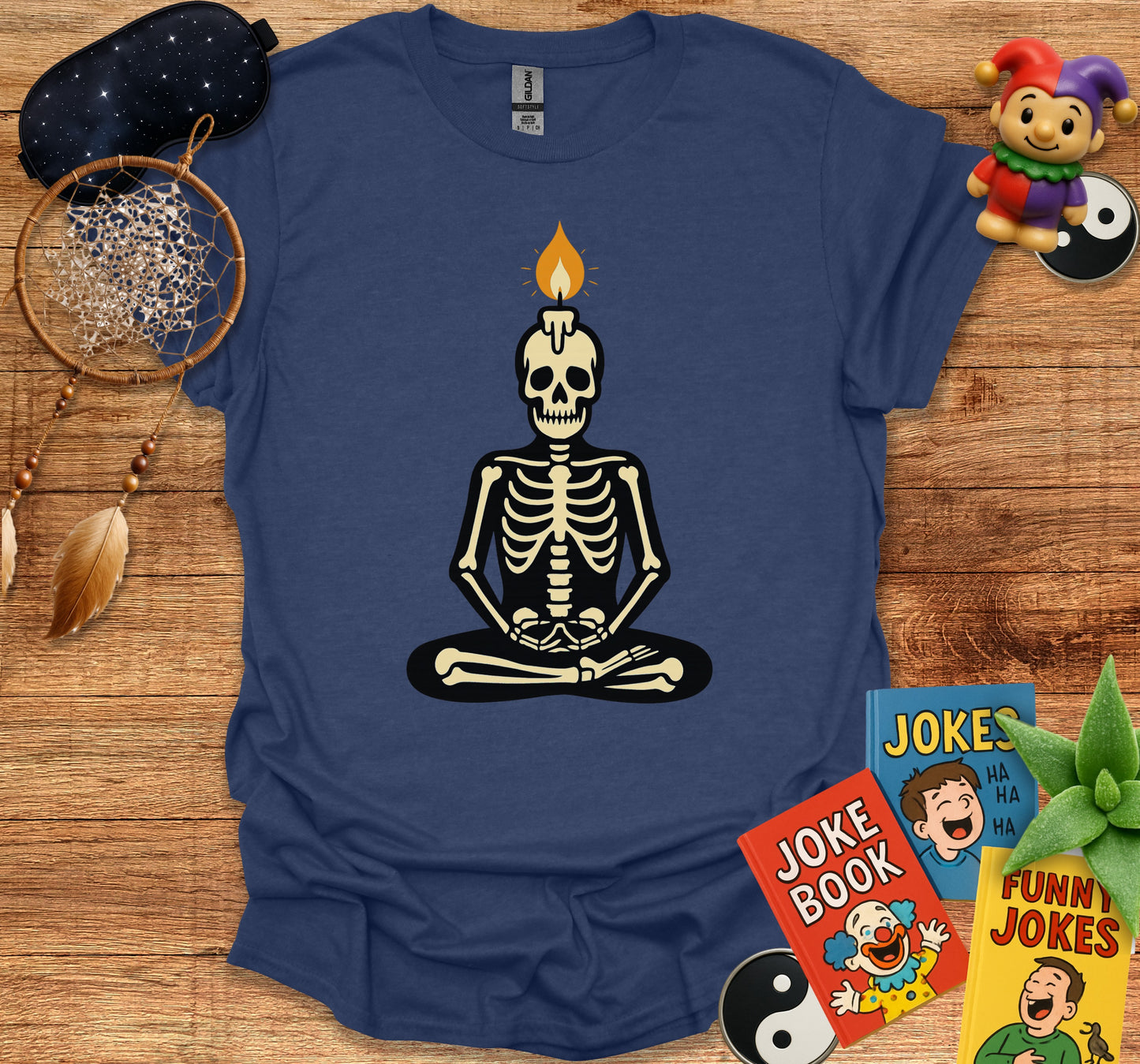 Meditating Skeleton With Candle Head T-Shirt product