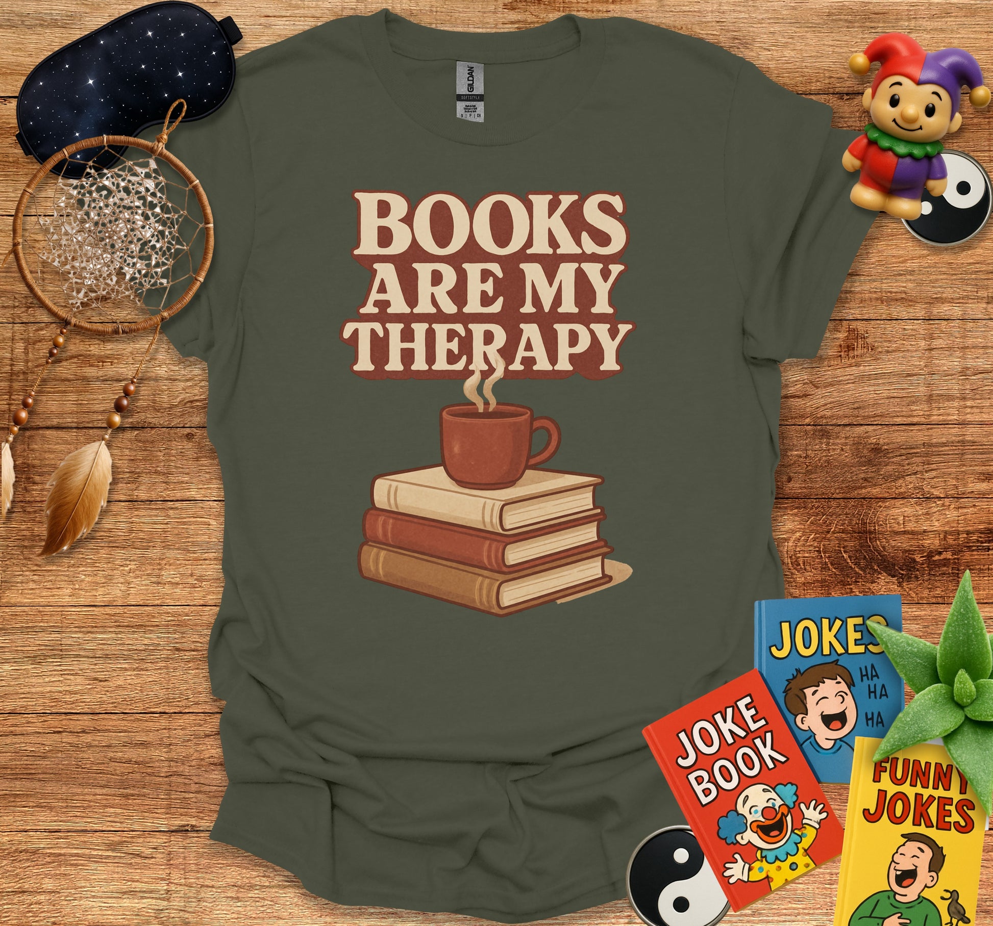Books Are My Therapy Graphic Novelty T Shirt product