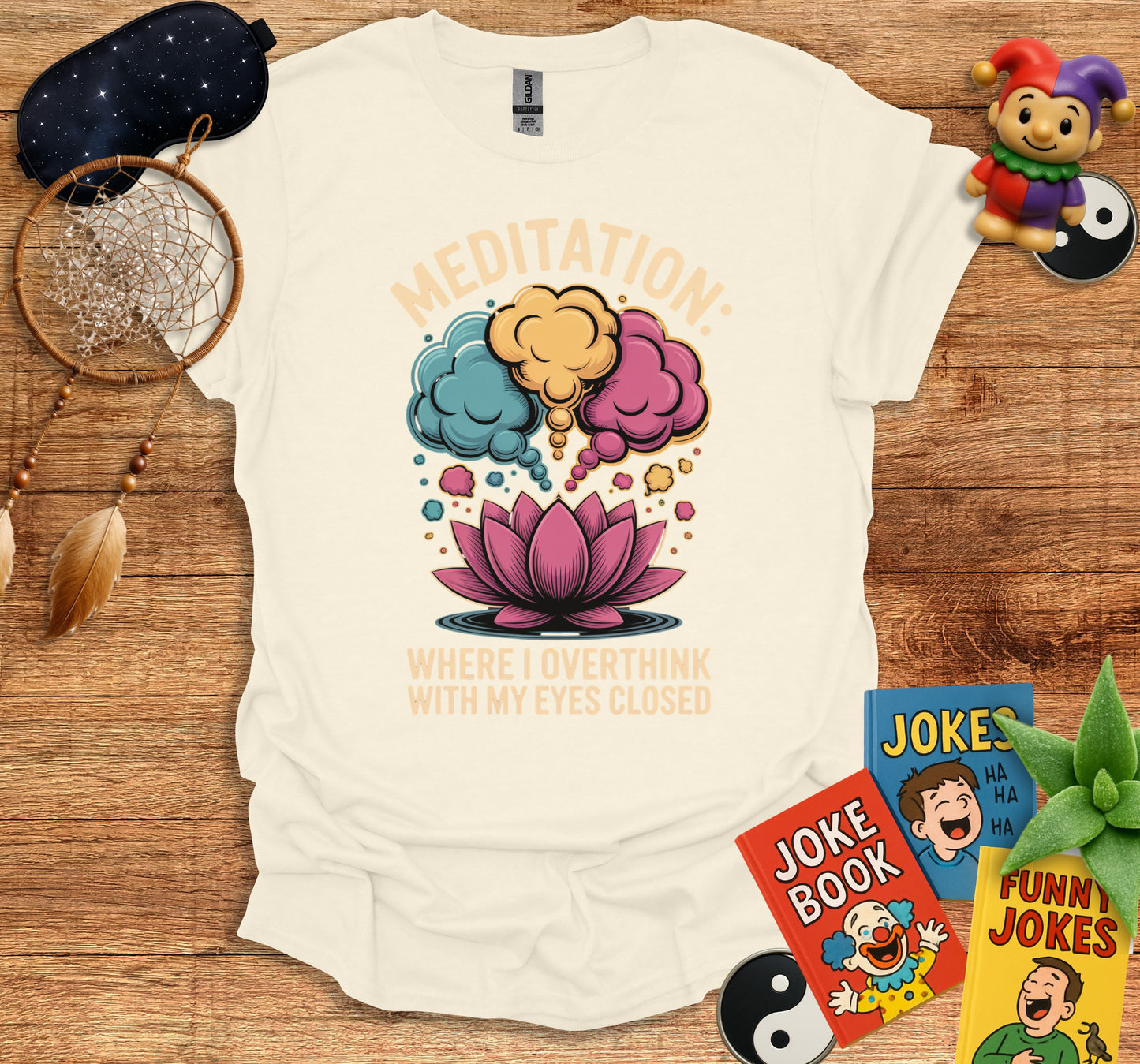 Meditation Overthinking Graphic White Shirt product