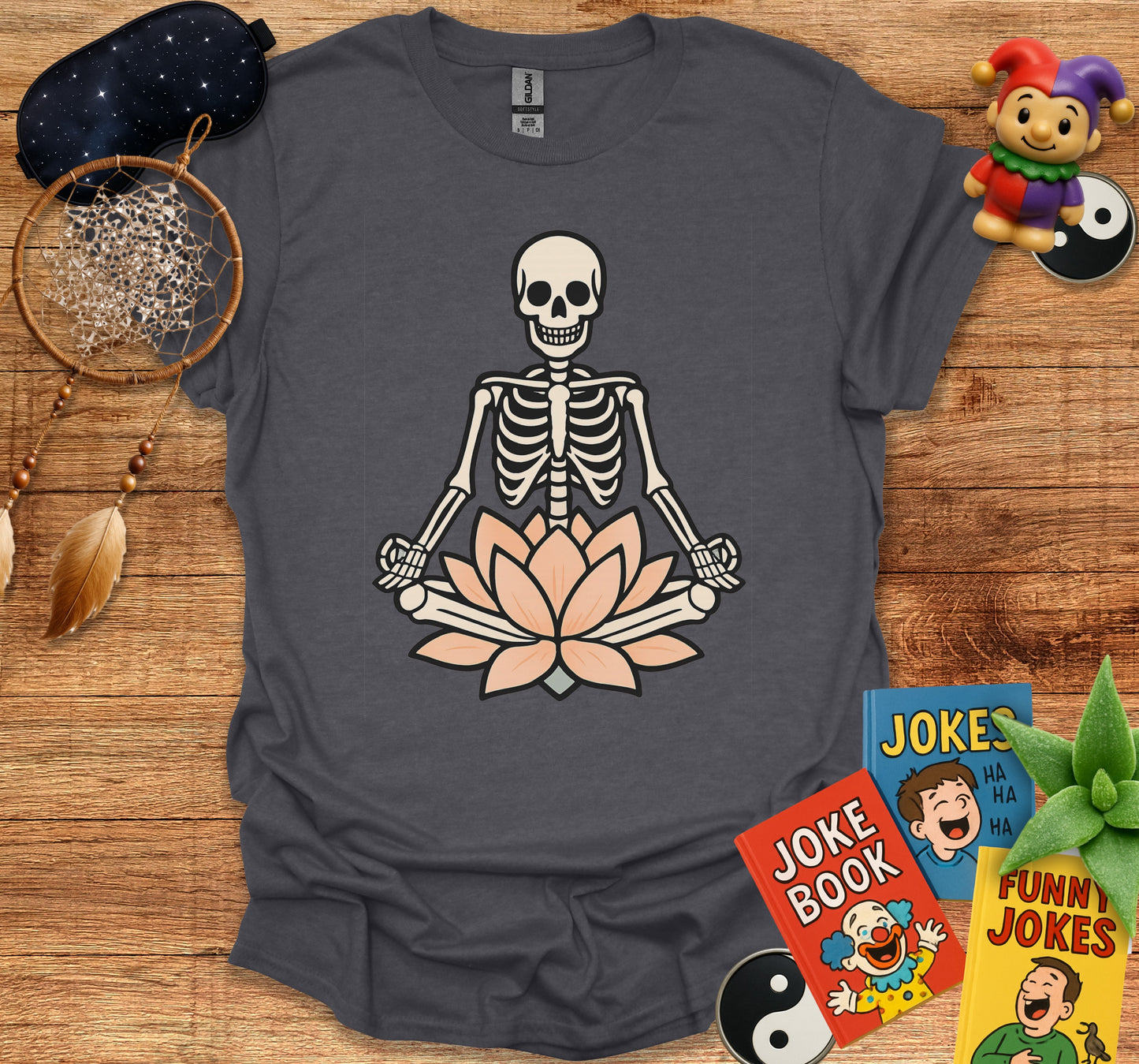 Meditating Skeleton with Lotus Flower T-Shirt product