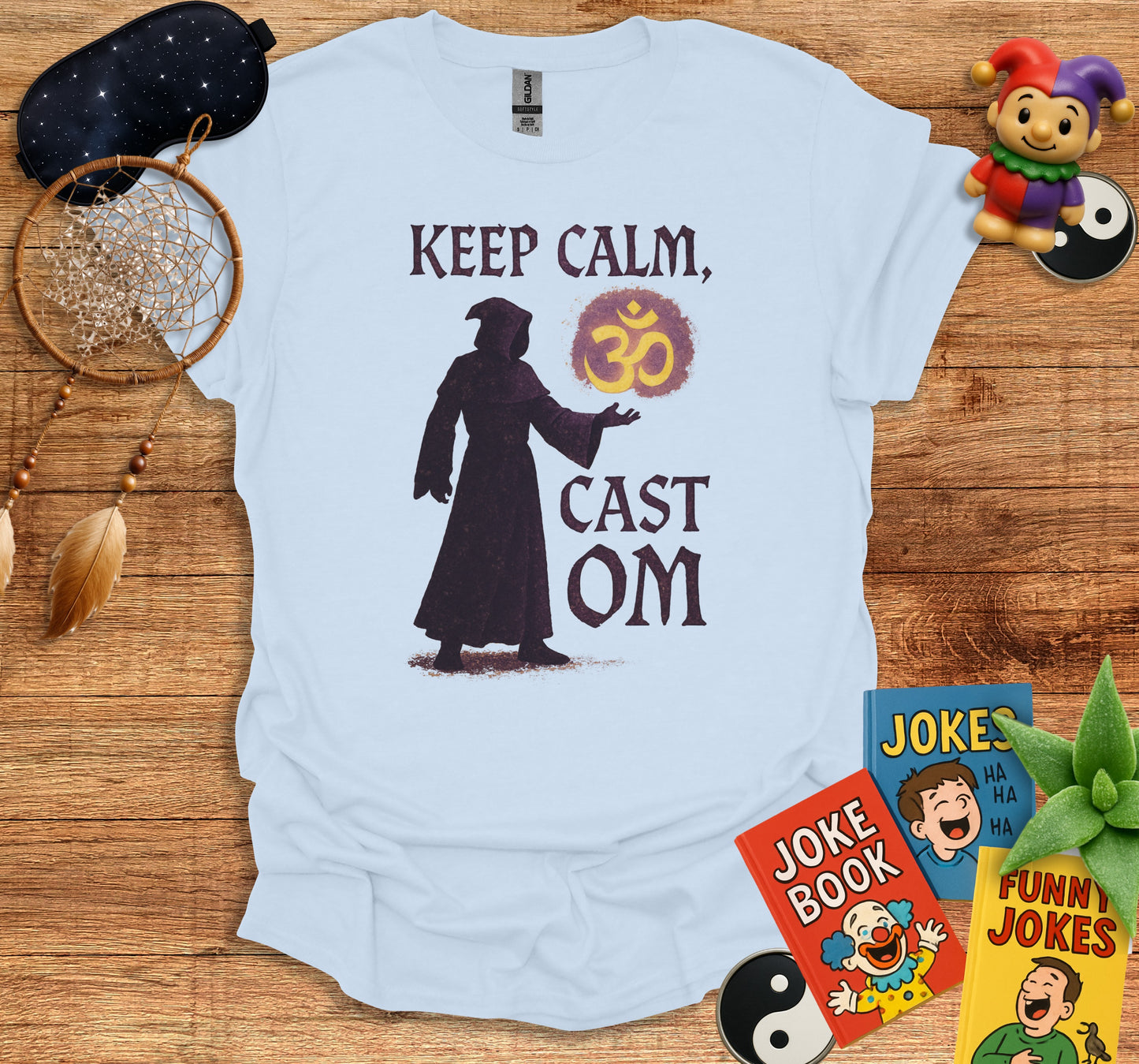 Keep Calm Cast Om Funny Wizard Graphic Tee Shirt product