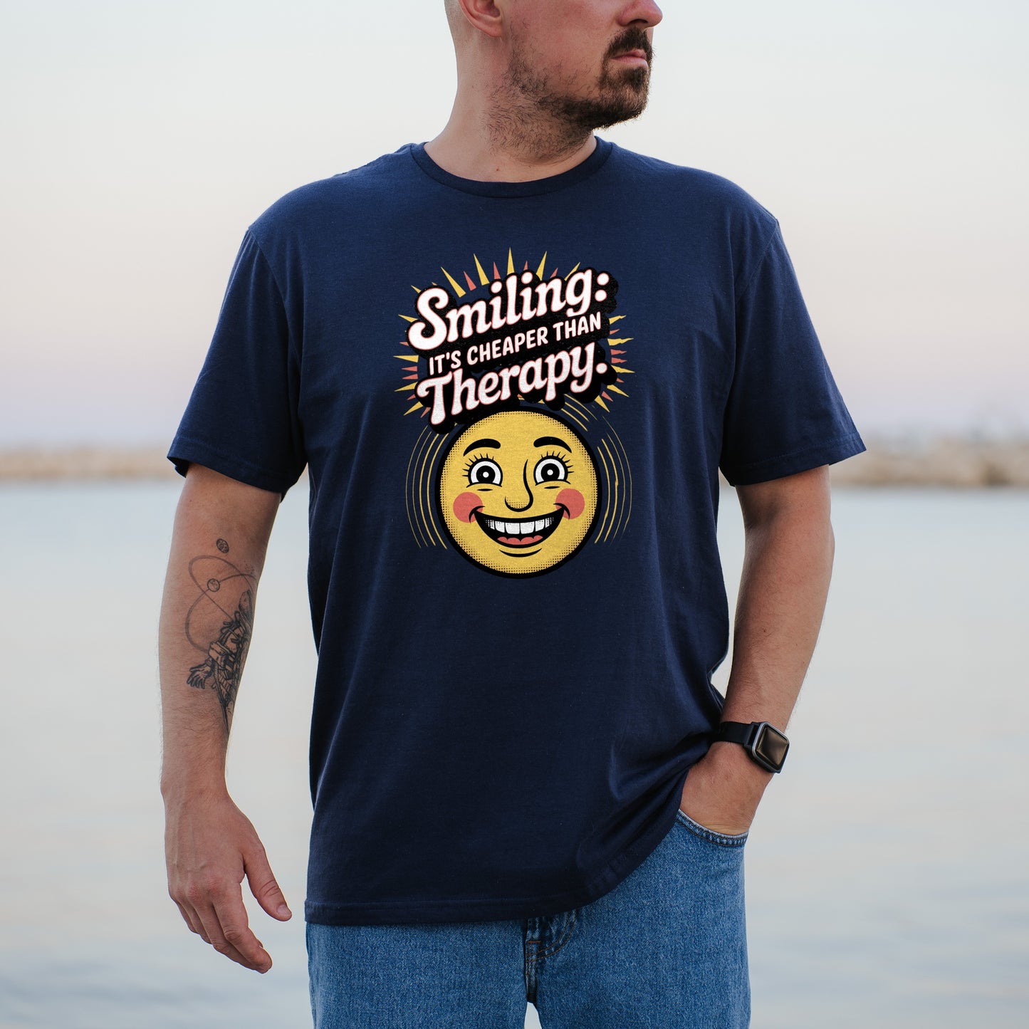 Smiling It's Cheaper Than Therapy Graphic T-shirt product
