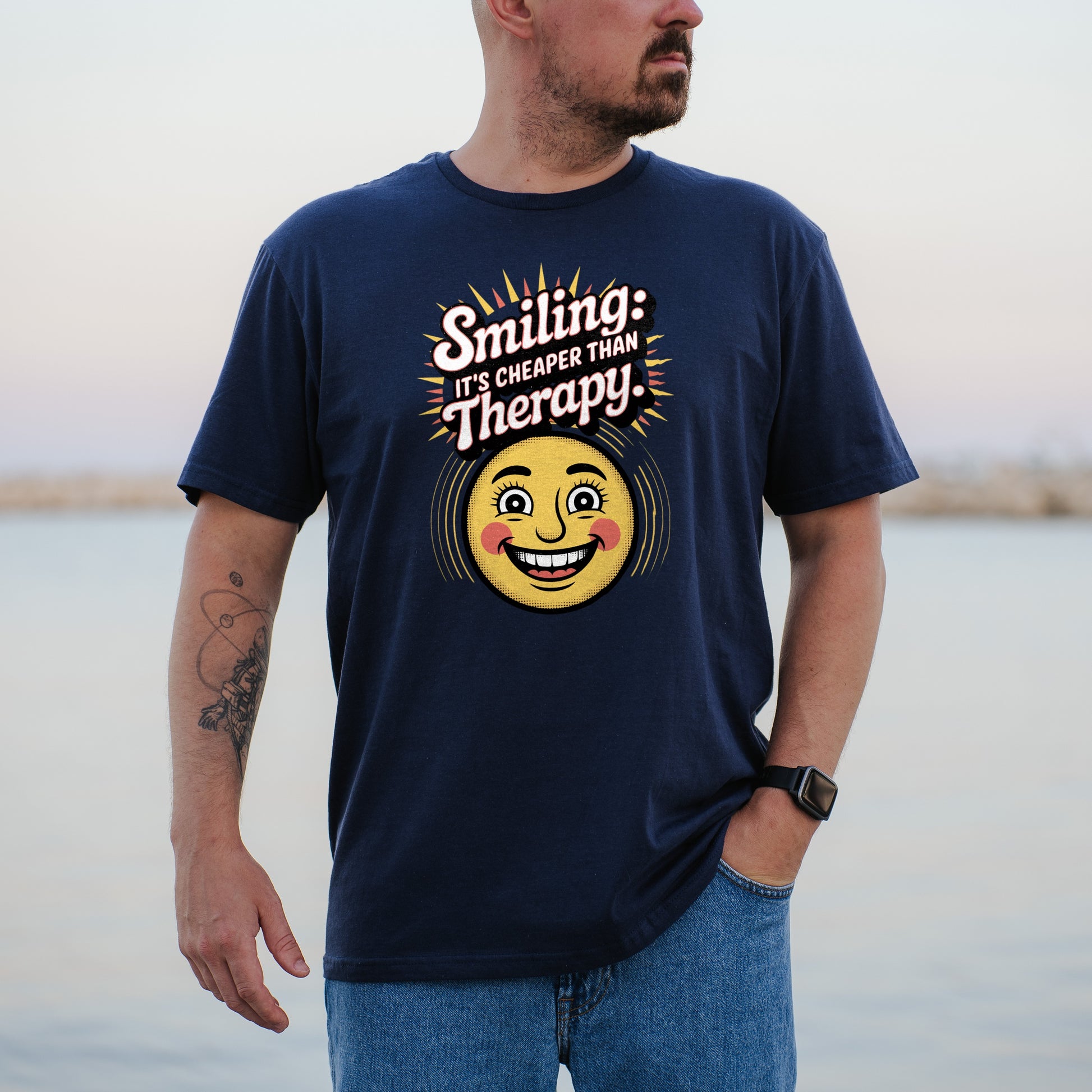 Smiling It's Cheaper Than Therapy Graphic T-shirt product