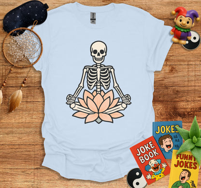 Meditating Skeleton with Lotus Graphic T-Shirt product type