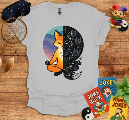 Meditating Fox and Shadows Yin Yang T-shirt product type