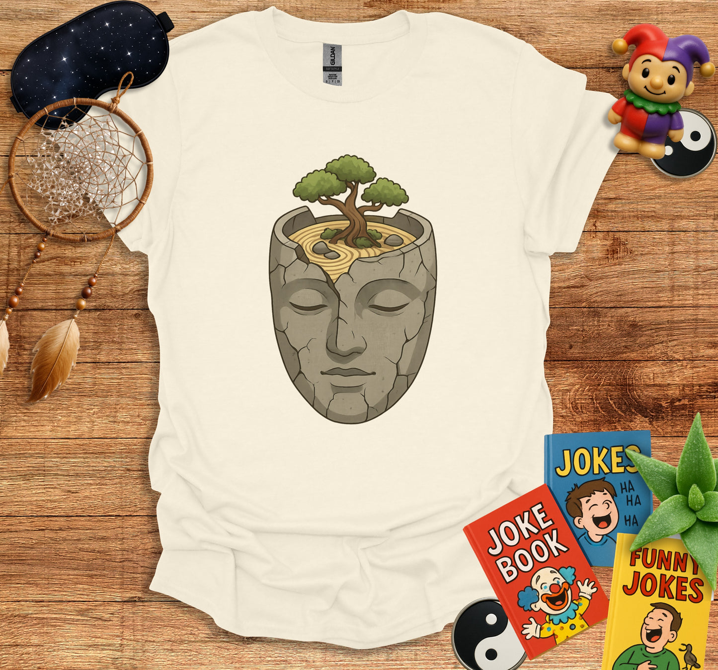 Bonsai Tree within Stone Head Design T-Shirt product