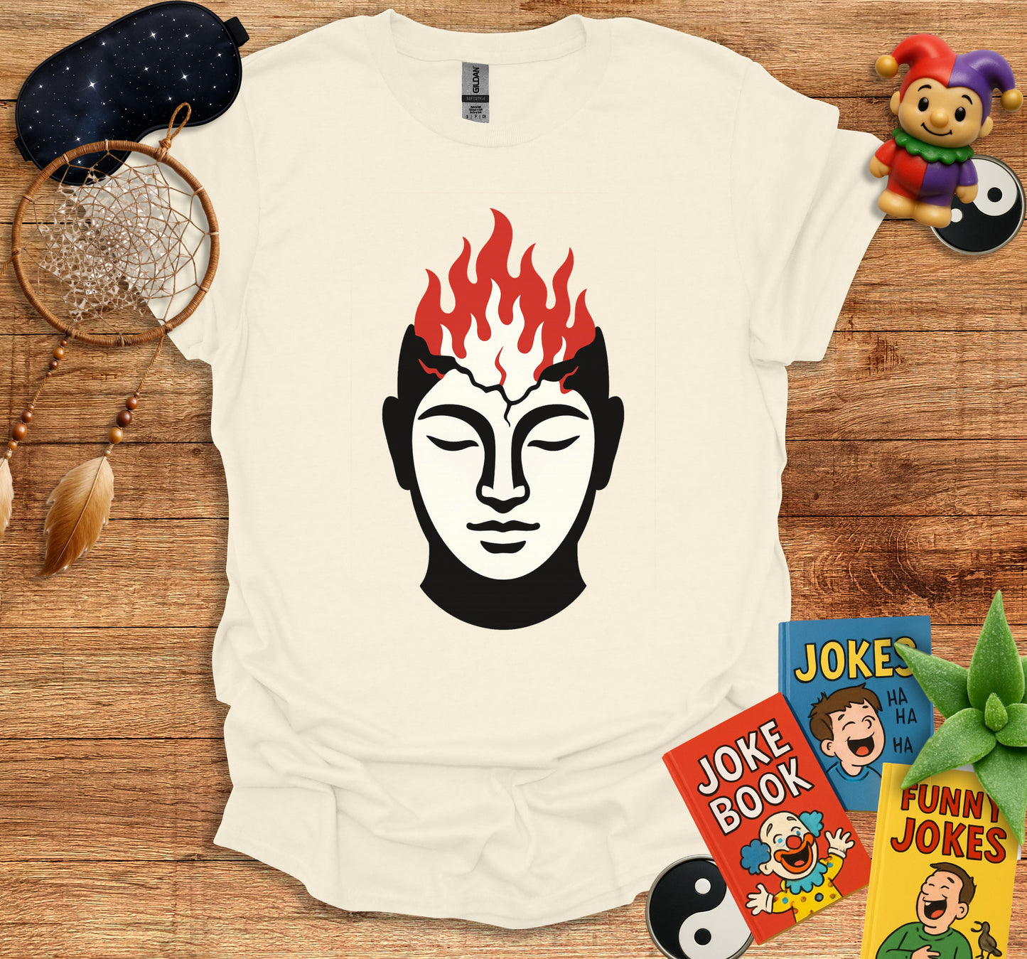Flaming Buddha Graphic Tee Shirt product type